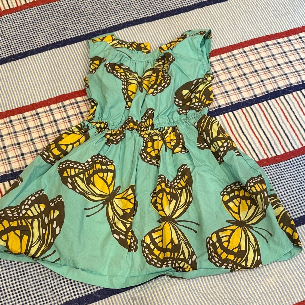 Tea Collection Kids Dress - Aqua and Yellow Butterfly